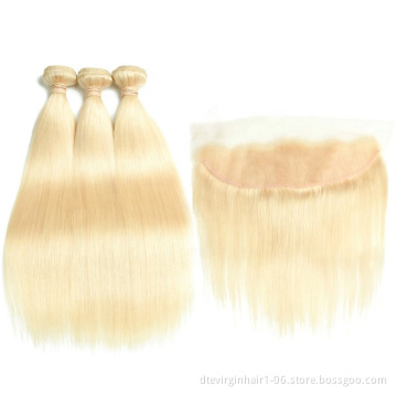 Blonde 613 straight  human hair ear to ear13*4 baby hair lace frontal